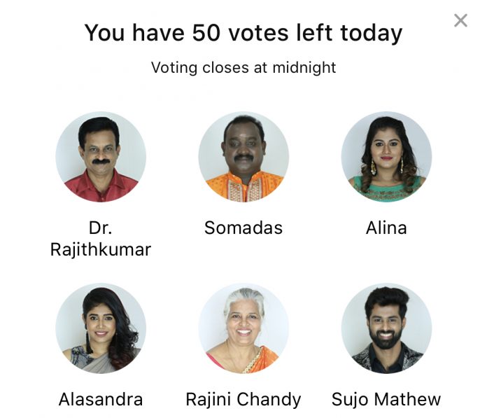 bigg boss malayalam 2 vote