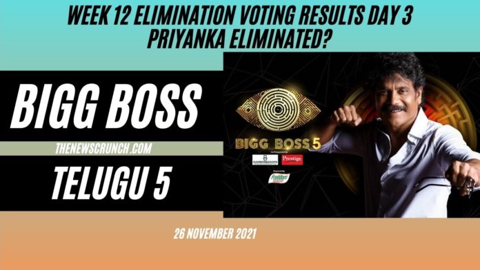 bigg boss 5 telugu vote 12th week 26th november live results online
