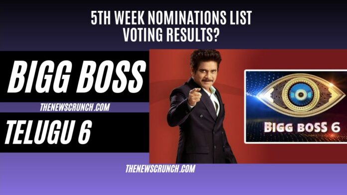 bigg boss 6 telugu nominations list 5th week voting results elimination